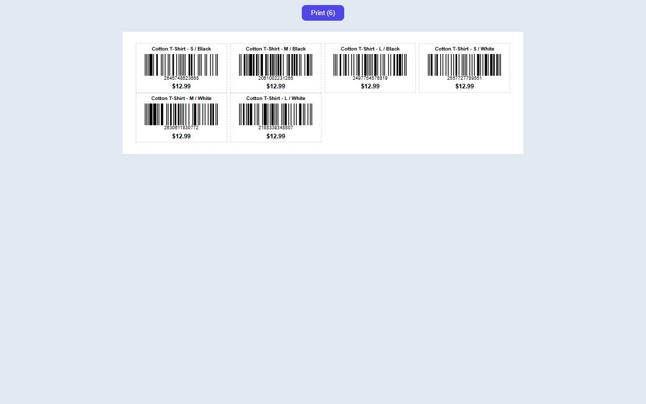 The label preview, ready to print